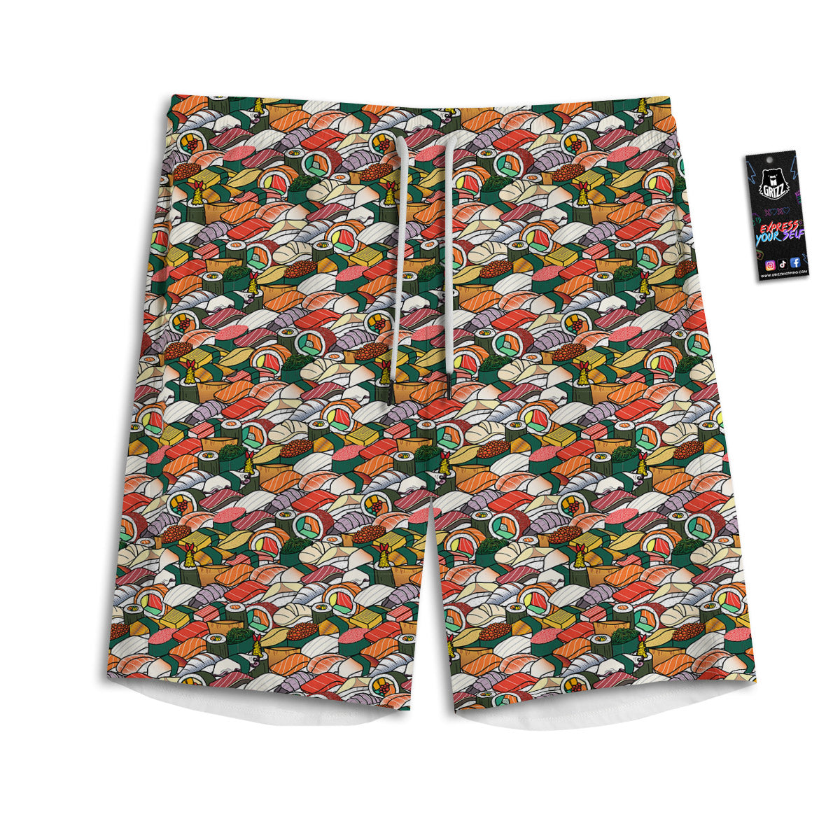 Sushi Japanese Colorful Print Pattern Men's Athletic Shorts