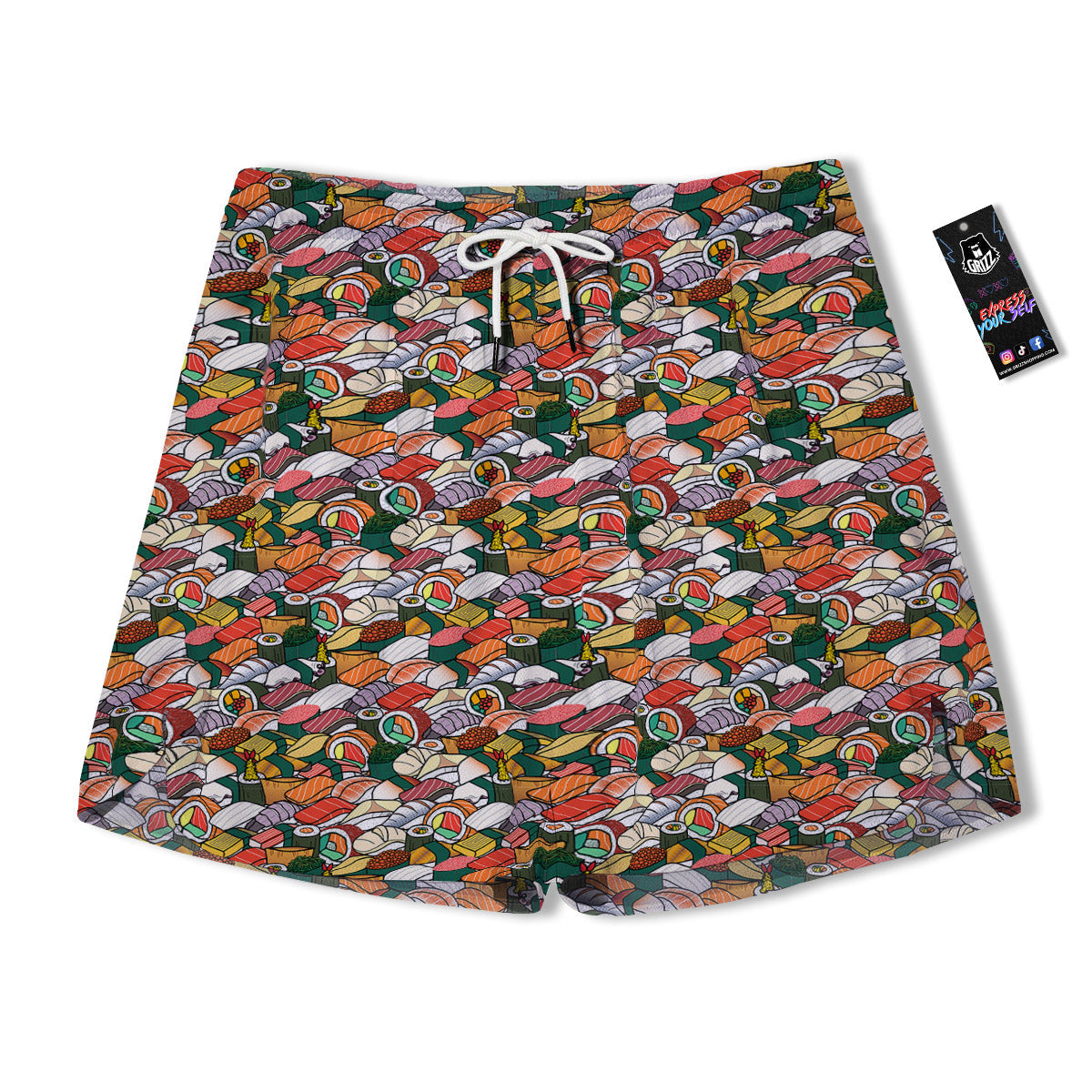 Sushi Japanese Colorful Print Pattern Men's Running Shorts-grizzshop