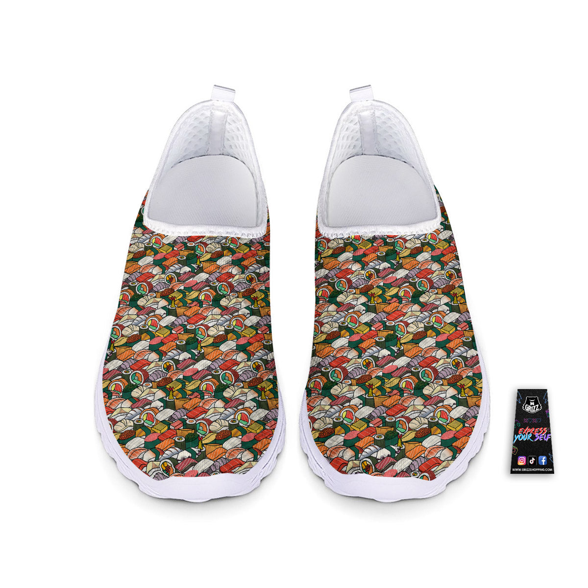 Sushi Japanese Colorful Print Pattern Nurse Shoes-grizzshop