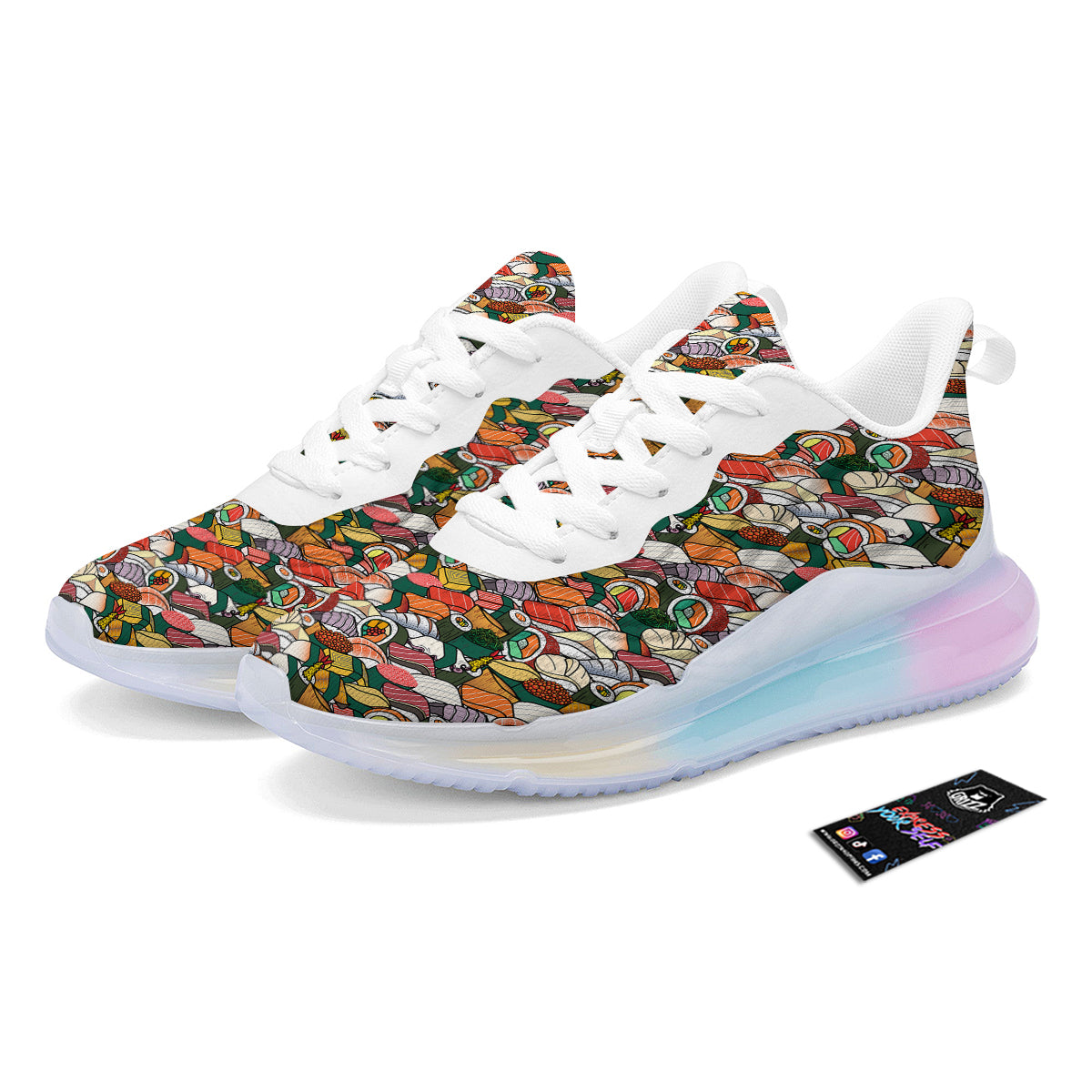 Sushi Japanese Colorful Print Pattern Running Sneakers-grizzshop