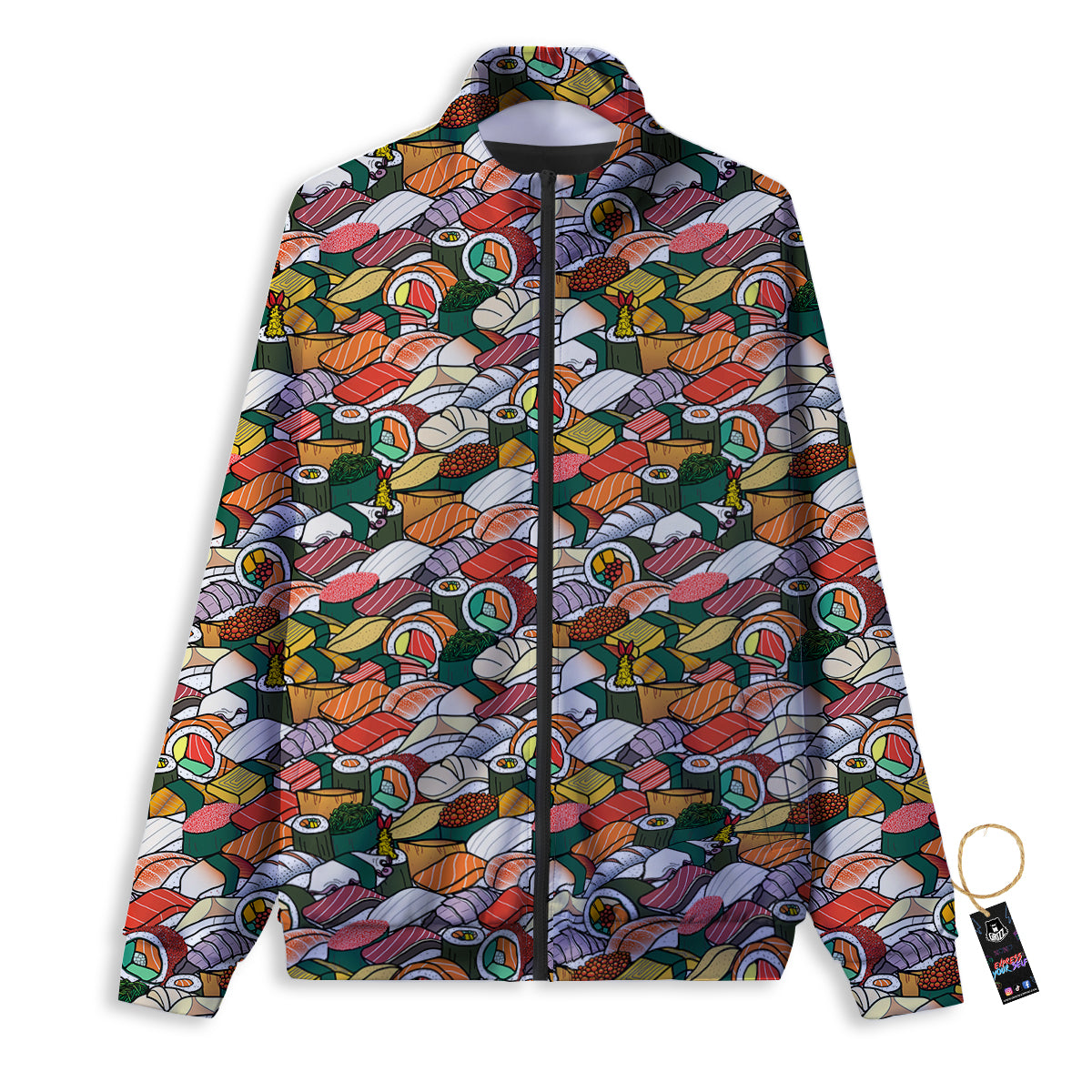 Sushi Japanese Colorful Print Pattern Track Jacket-grizzshop