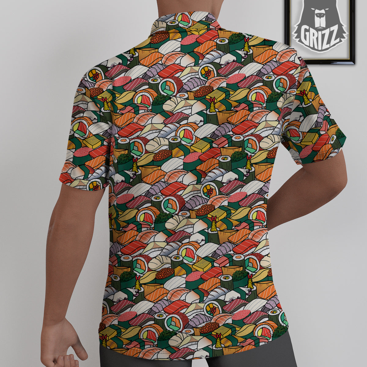 Sushi Japanese Colorful Print Pattern Untucked Shirts-grizzshop