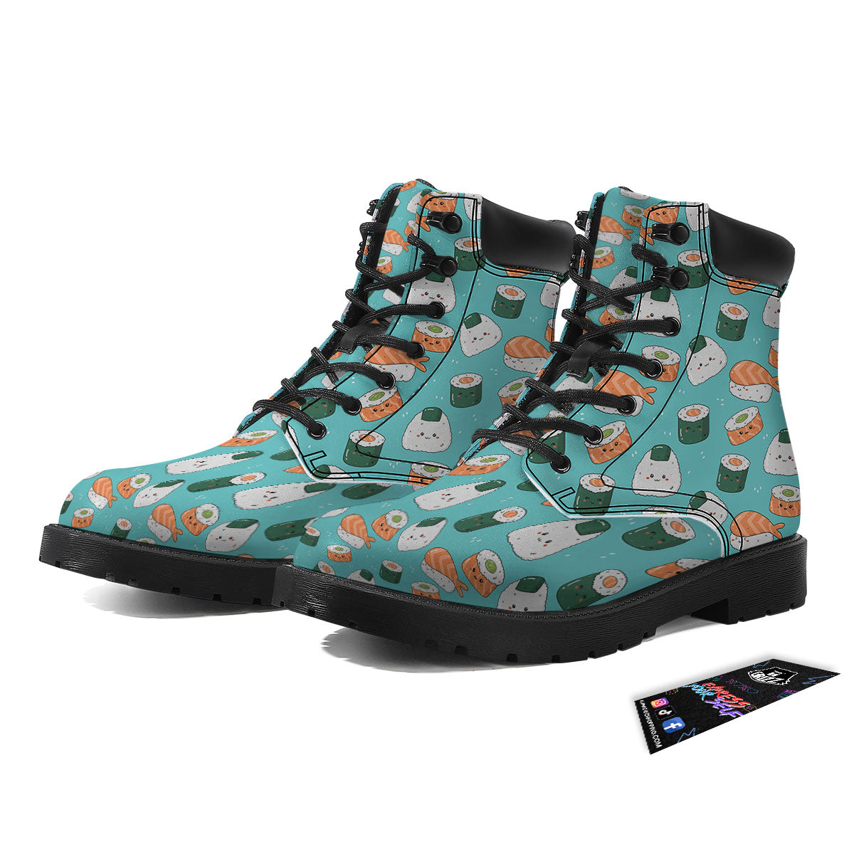 Sushi Kawaii Japanese Print Pattern Boots-grizzshop