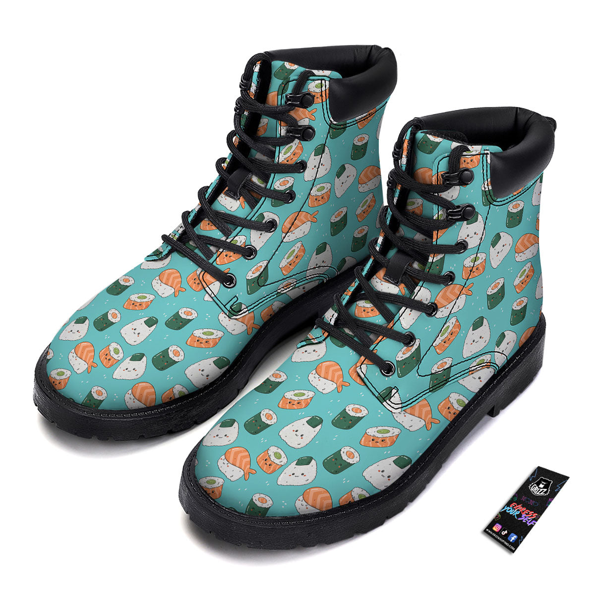 Sushi Kawaii Japanese Print Pattern Boots-grizzshop