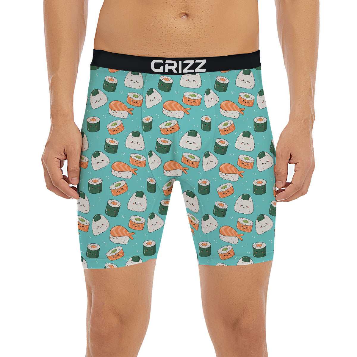 Sushi Kawaii Japanese Print Pattern Boxer Briefs-grizzshop