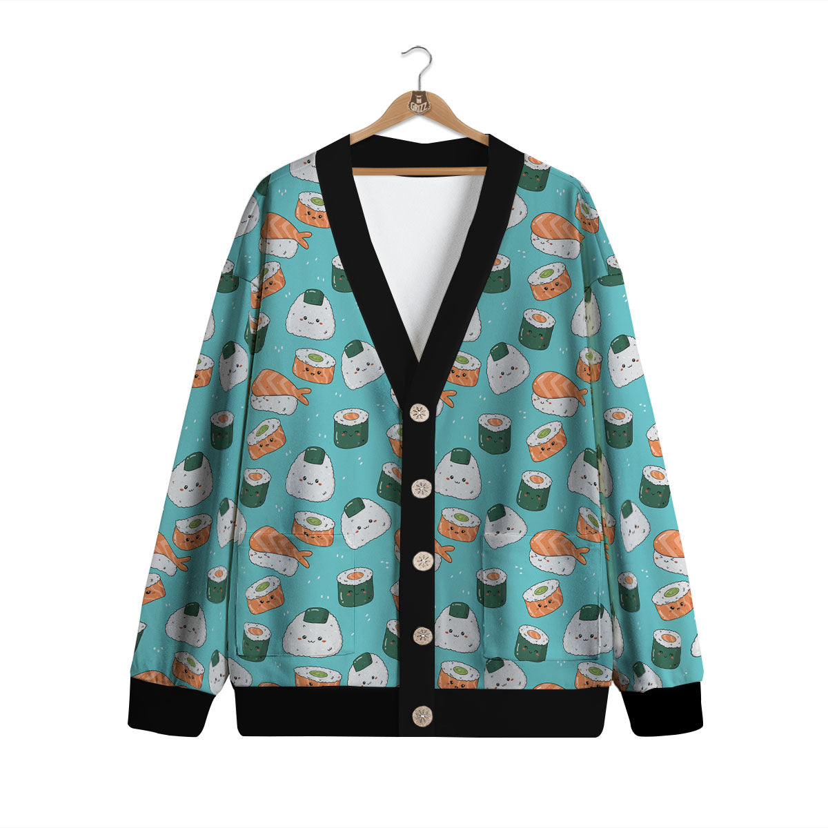 Sushi Kawaii Japanese Print Pattern Cardigan-grizzshop