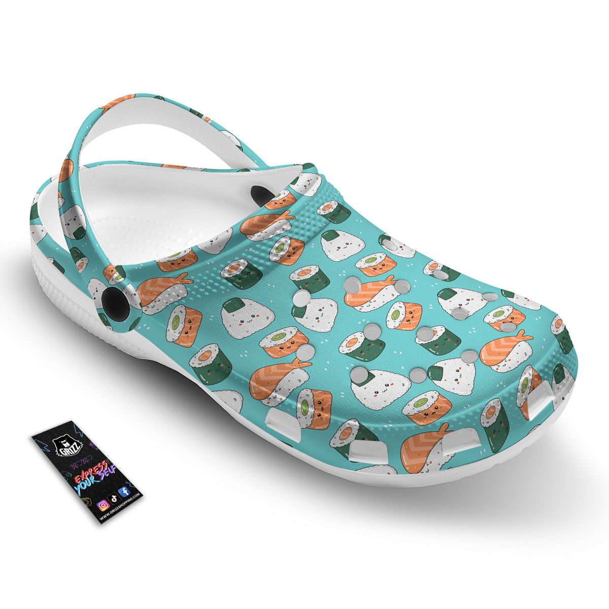 Sushi Kawaii Japanese Print Pattern Clog-grizzshop