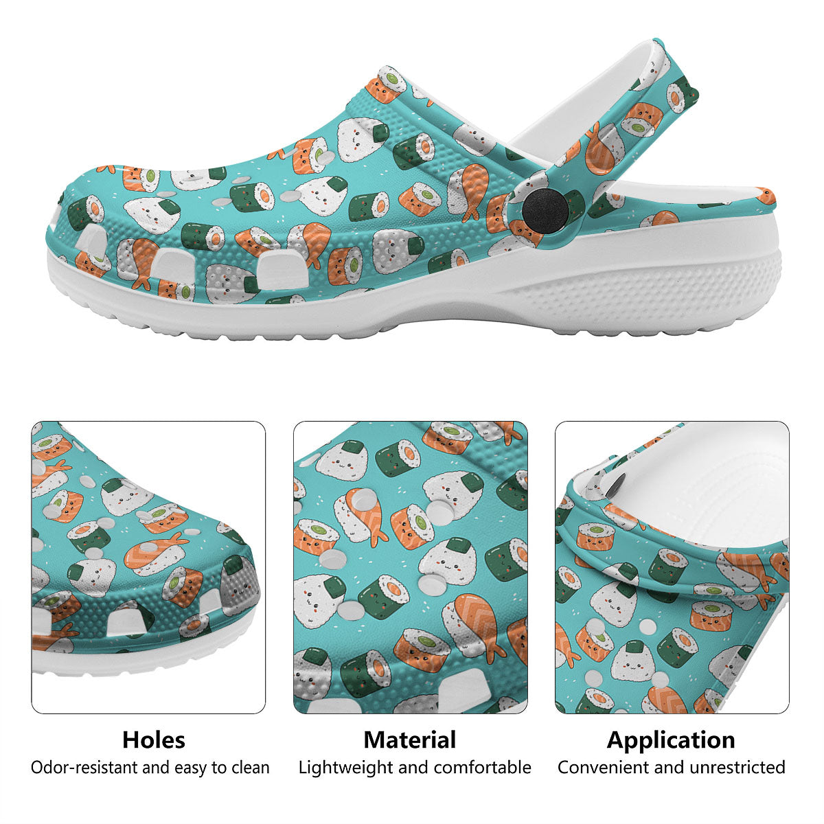 Sushi Kawaii Japanese Print Pattern Clog-grizzshop