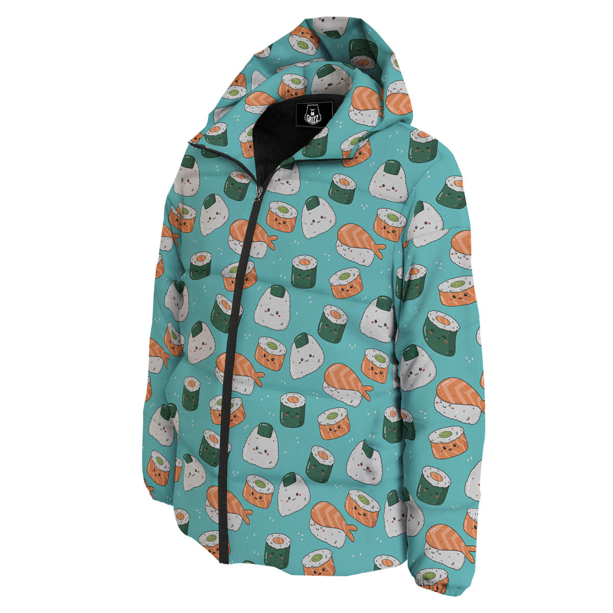 Sushi Kawaii Japanese Print Pattern Down Jacket-grizzshop