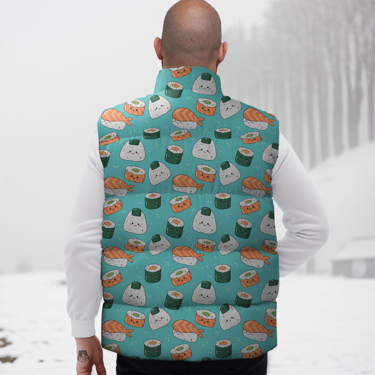 Sushi Kawaii Japanese Print Pattern Down Vest