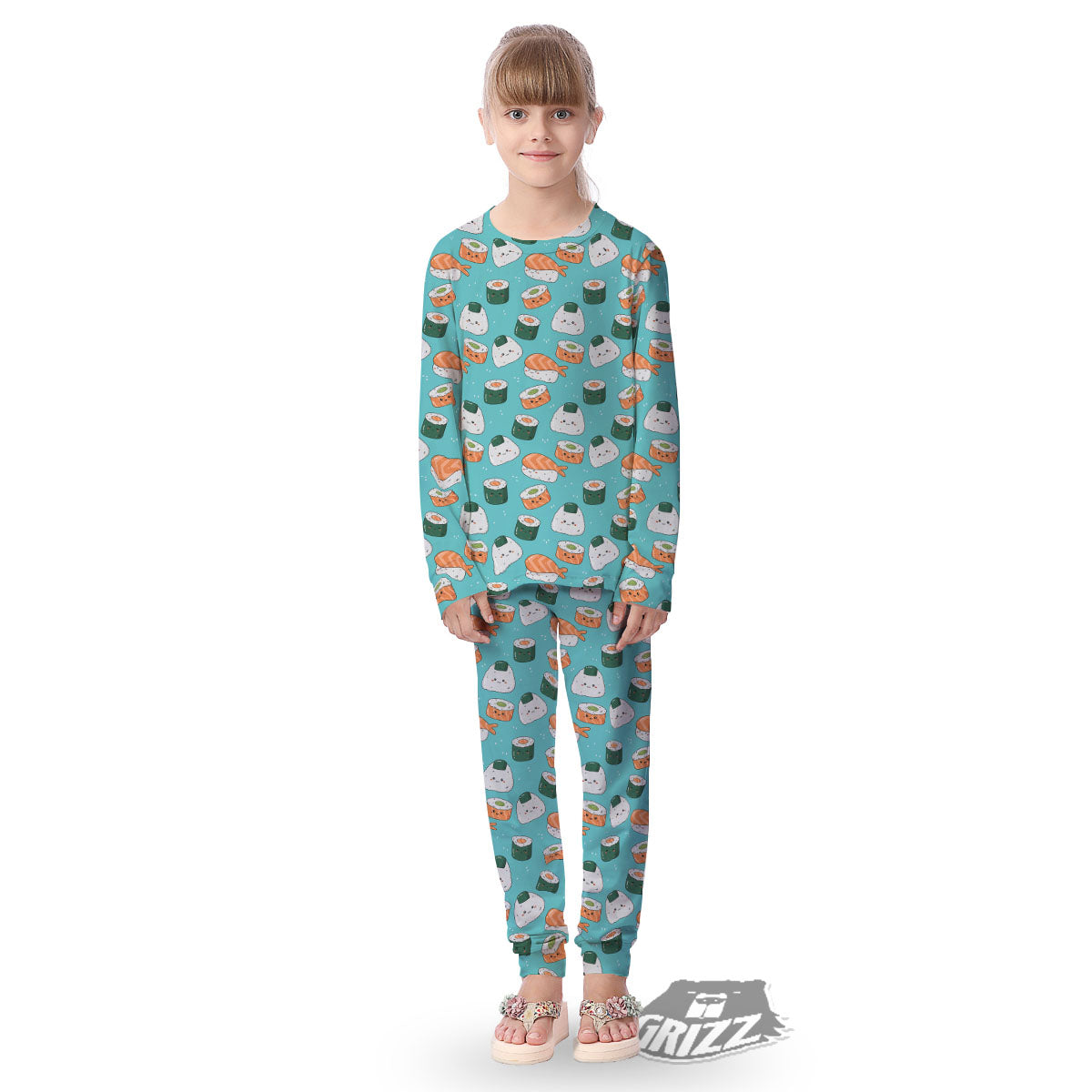 Sushi Kawaii Japanese Print Pattern Kid's Pajamas-grizzshop