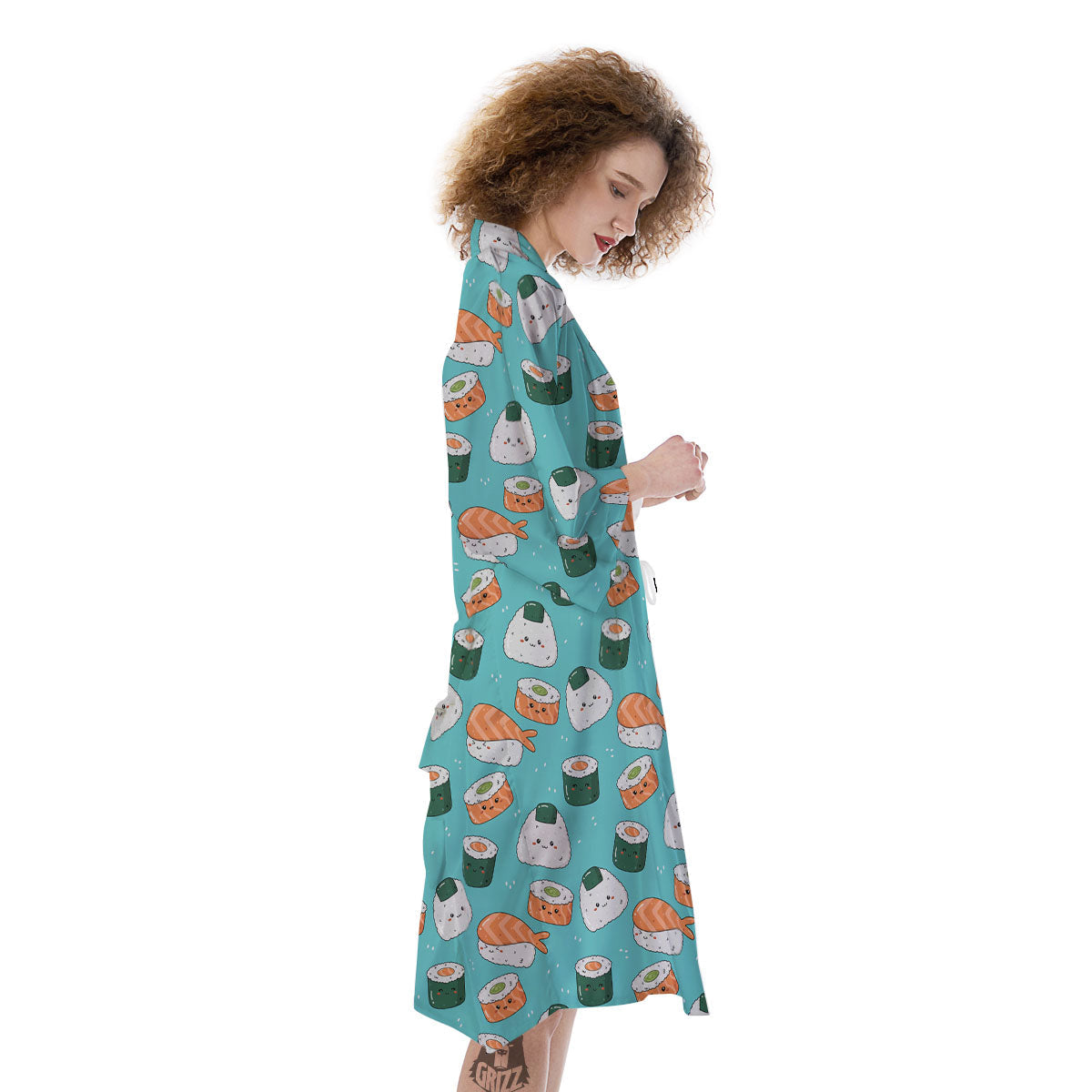 Sushi Kawaii Japanese Print Pattern Kimono-grizzshop