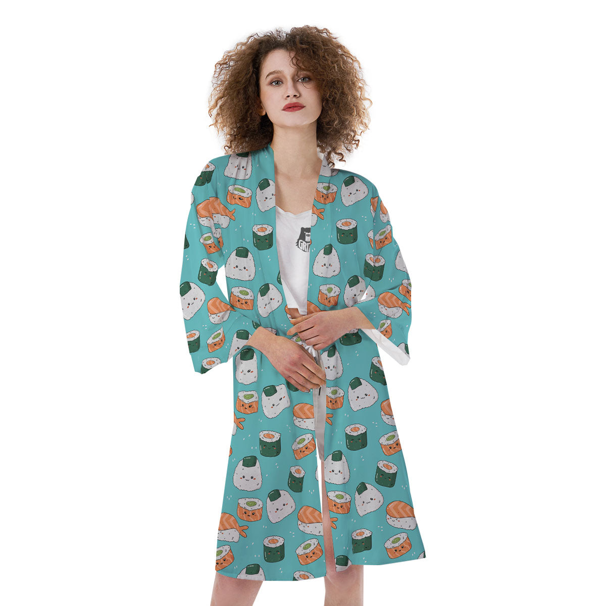 Sushi Kawaii Japanese Print Pattern Kimono-grizzshop
