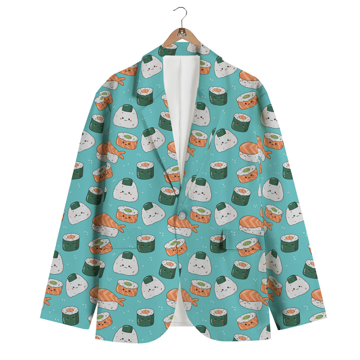 Sushi Kawaii Japanese Print Pattern Men's Blazer-grizzshop
