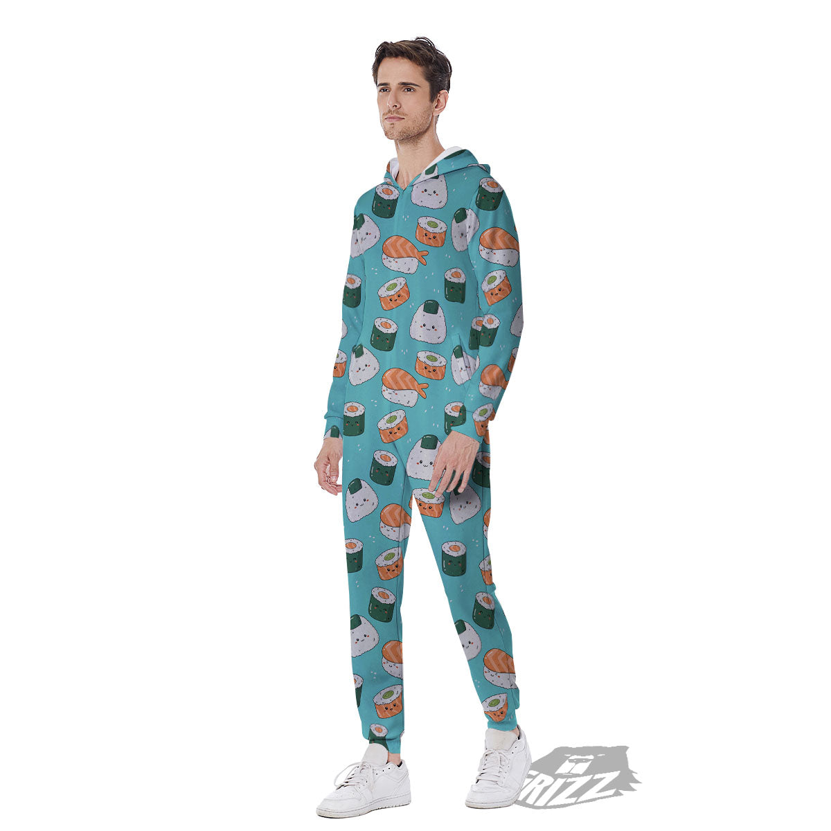 Sushi Kawaii Japanese Print Pattern Men's Jumpsuit-grizzshop