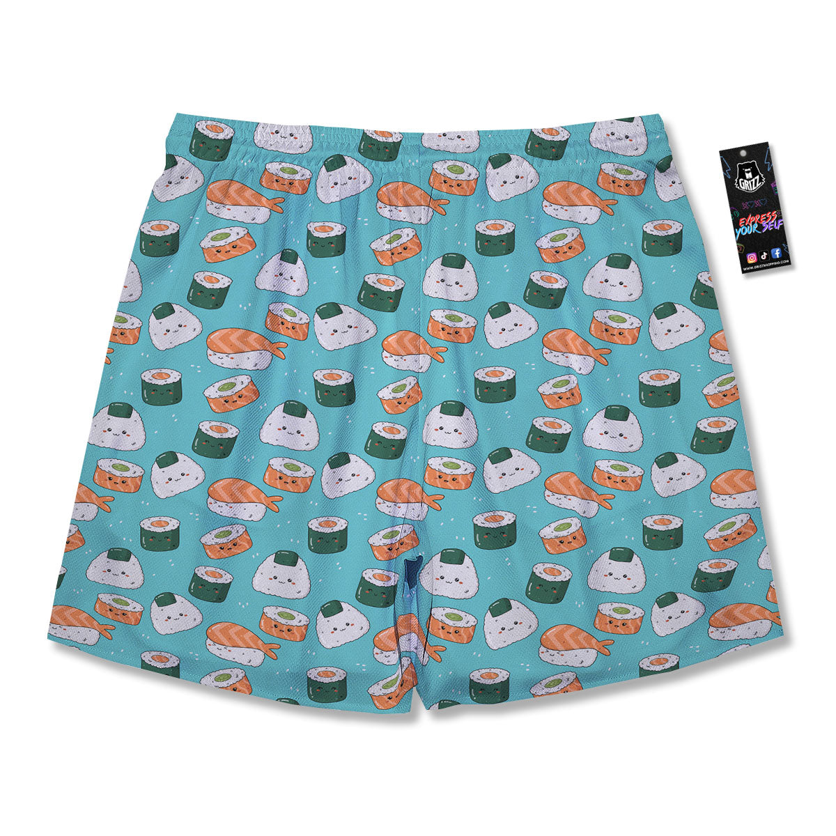 Sushi Kawaii Japanese Print Pattern Men's Running Shorts-grizzshop