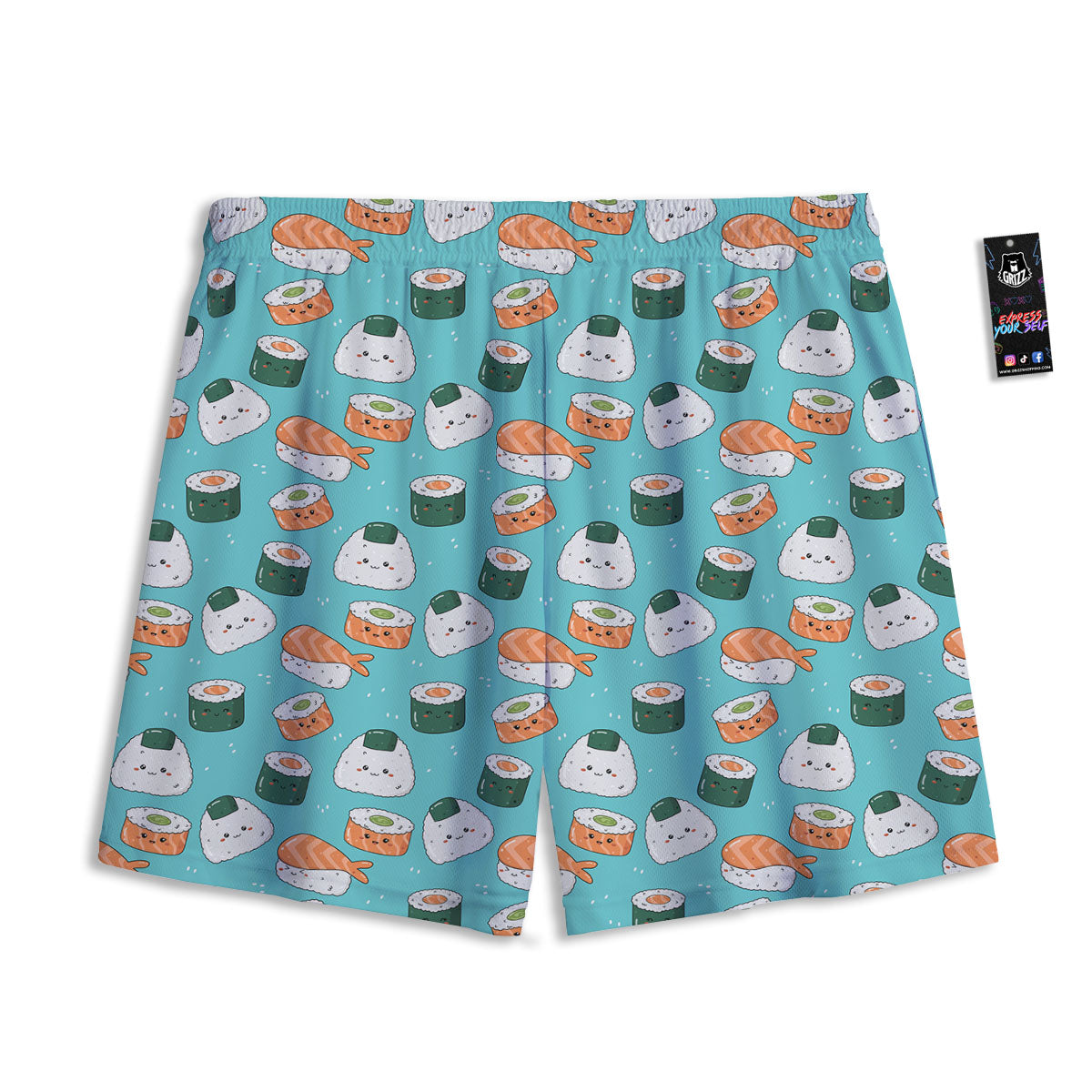 Sushi Kawaii Japanese Print Pattern Mesh Shorts