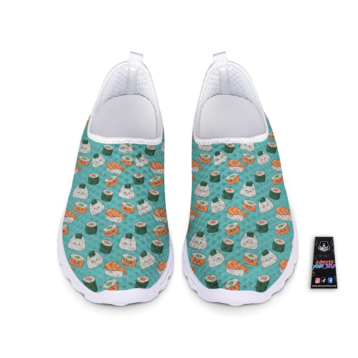 Sushi Kawaii Japanese Print Pattern Nurse Shoes-grizzshop
