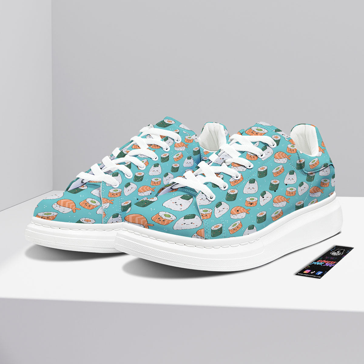 Sushi Kawaii Japanese Print Pattern Platform Shoes-grizzshop
