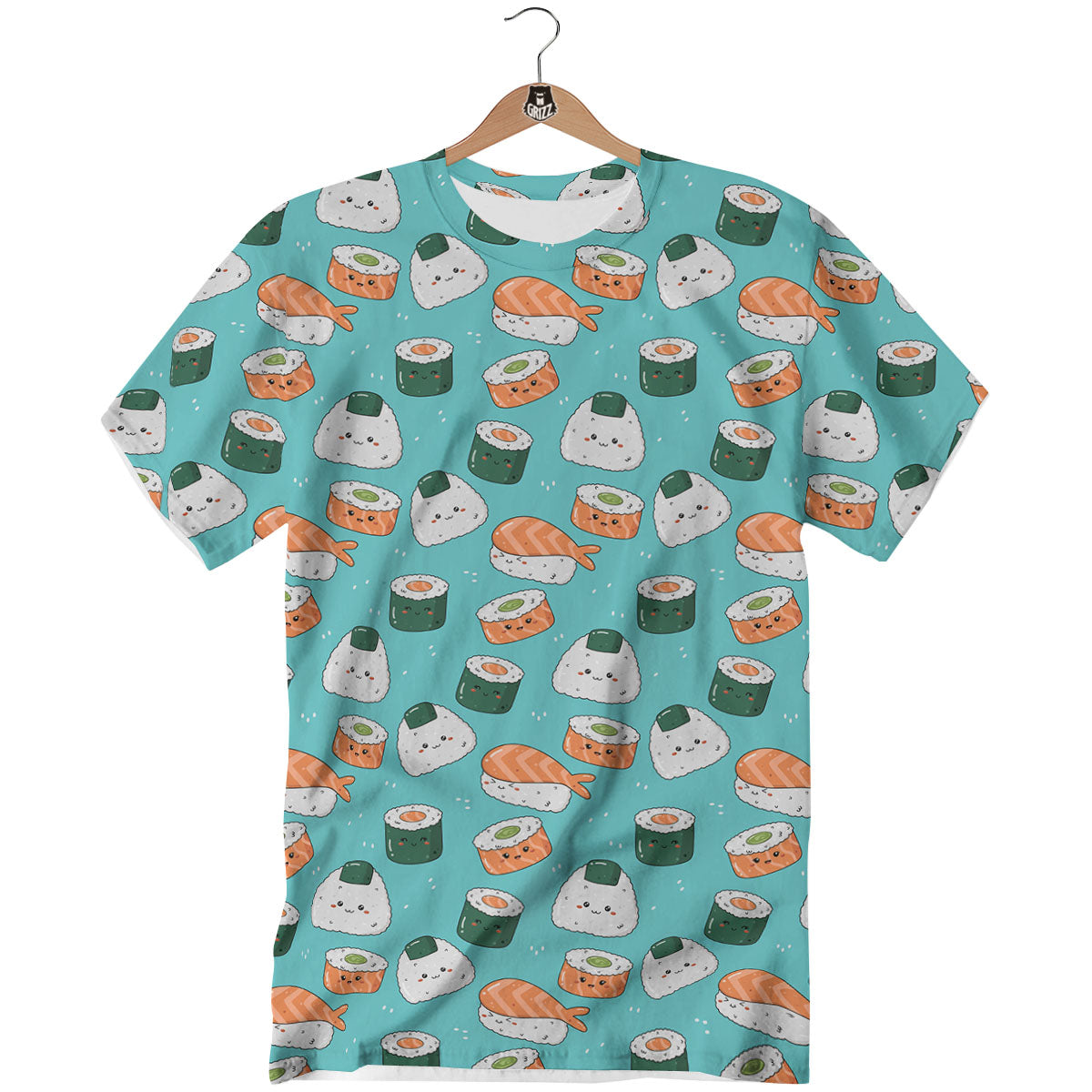 Sushi Kawaii Japanese Print Pattern T-Shirt-grizzshop