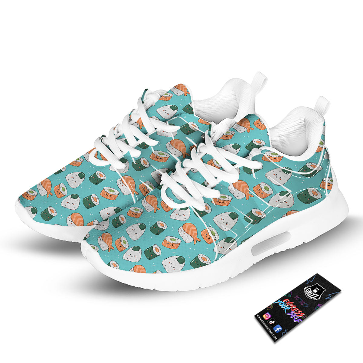 Sushi Kawaii Japanese Print Pattern Tennis Shoes-grizzshop