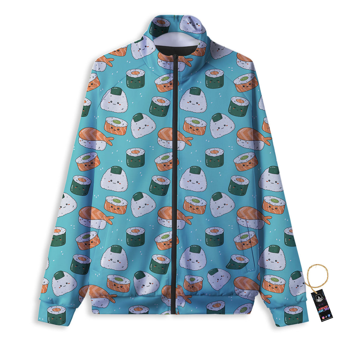 Sushi Kawaii Japanese Print Pattern Track Jacket-grizzshop