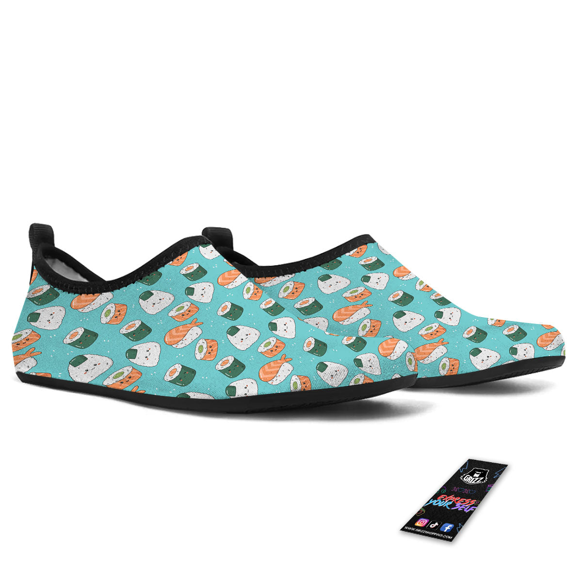 Sushi Kawaii Japanese Print Pattern Water Shoes-grizzshop