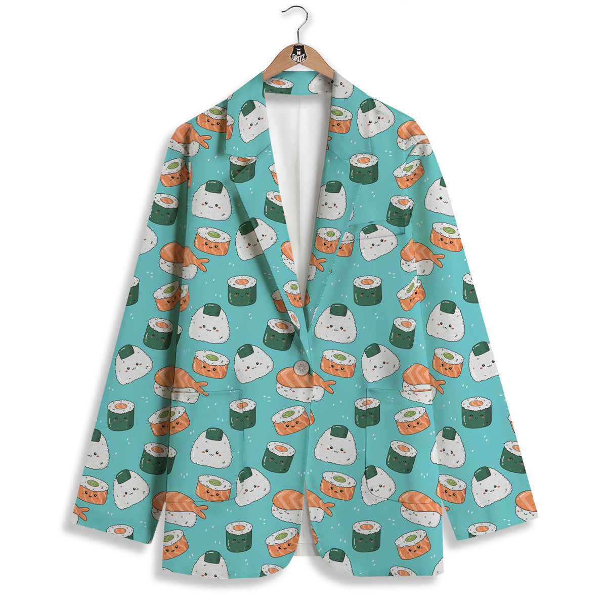 Sushi Kawaii Japanese Print Pattern Women's Blazer-grizzshop