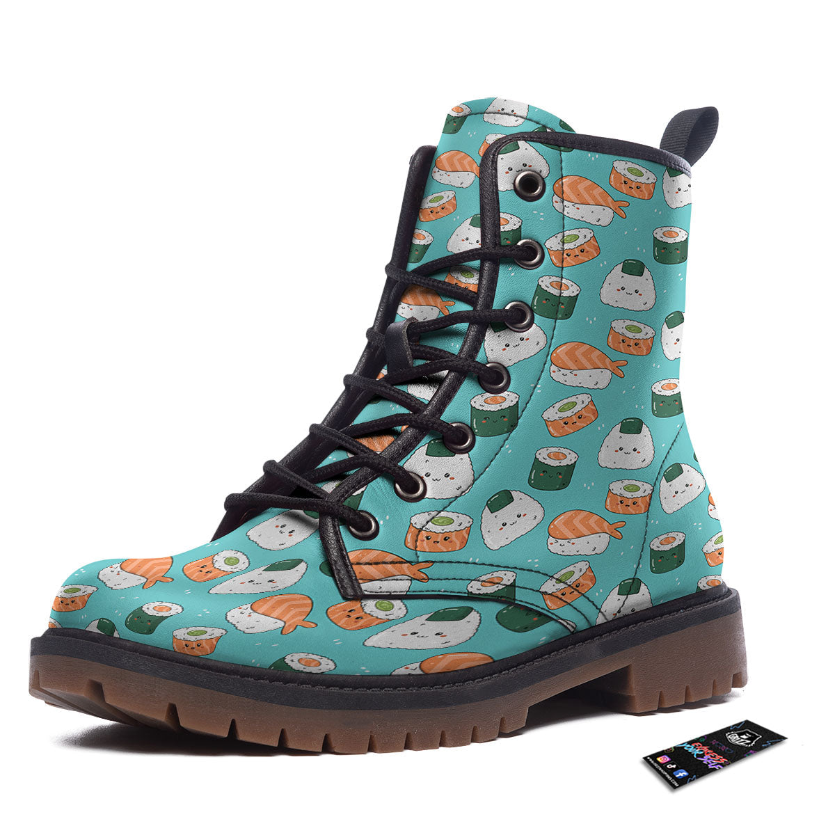 Sushi Kawaii Japanese Print Pattern Work Boots-grizzshop