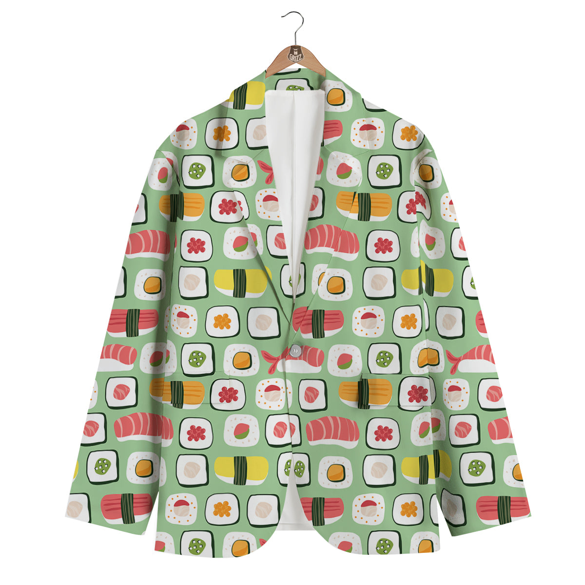 Sushi Kawaii Pattern Print Men's Blazer-grizzshop