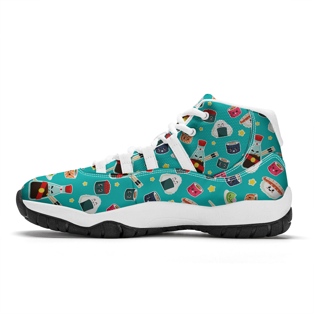 Sushi Pattern Print White Bball Shoes-grizzshop