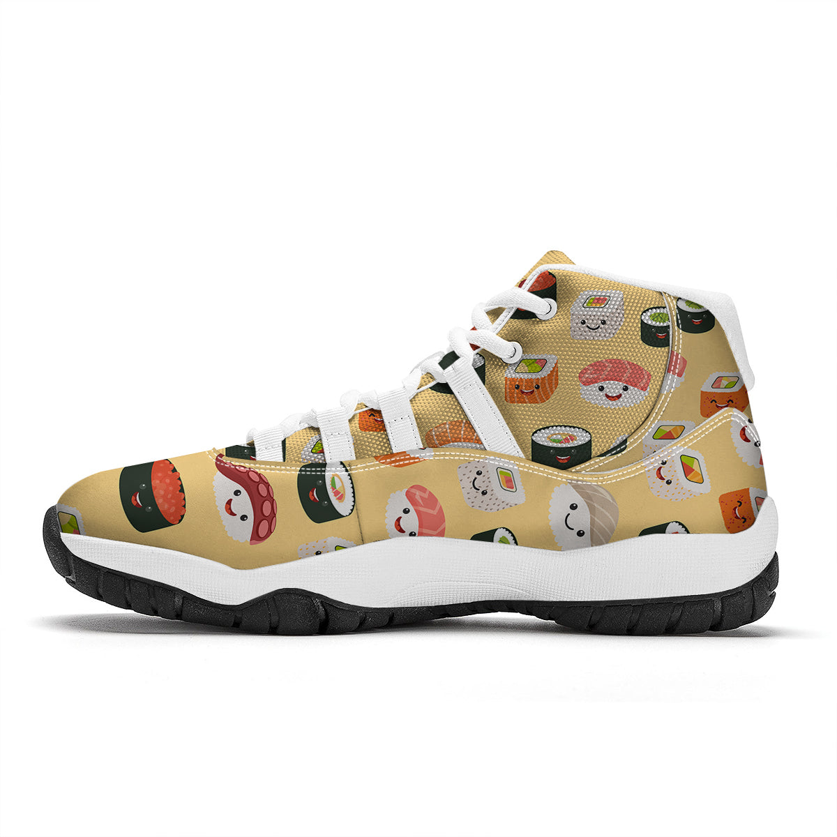 Sushi Print Pattern White Bball Shoes-grizzshop