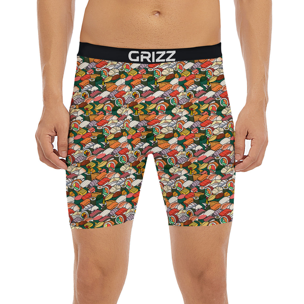 Sushi Japanese Colorful Print Pattern Boxer Briefs