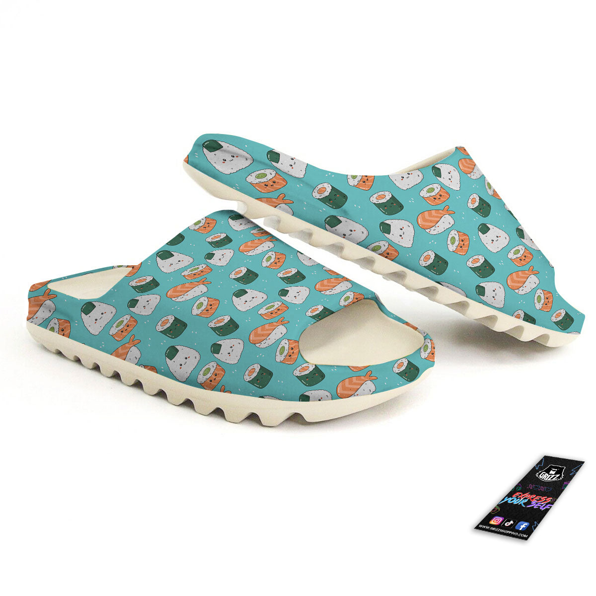 Sushi Kawaii Japanese Print Pattern Sandals-grizzshop