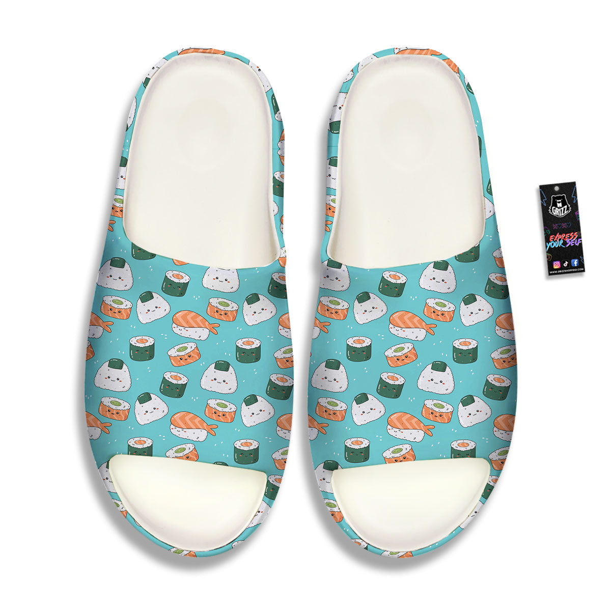 Sushi Kawaii Japanese Print Pattern Sandals-grizzshop