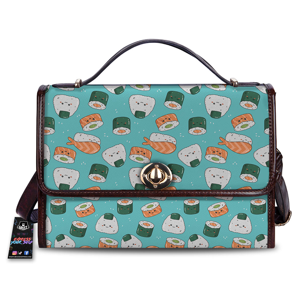 Sushi Kawaii Japanese Print Pattern Women's Satchel Bag