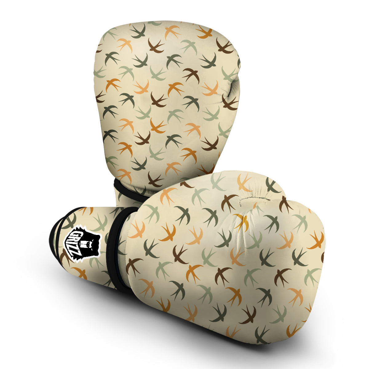 Swallow Beige Color Print Pattern Boxing Gloves-grizzshop