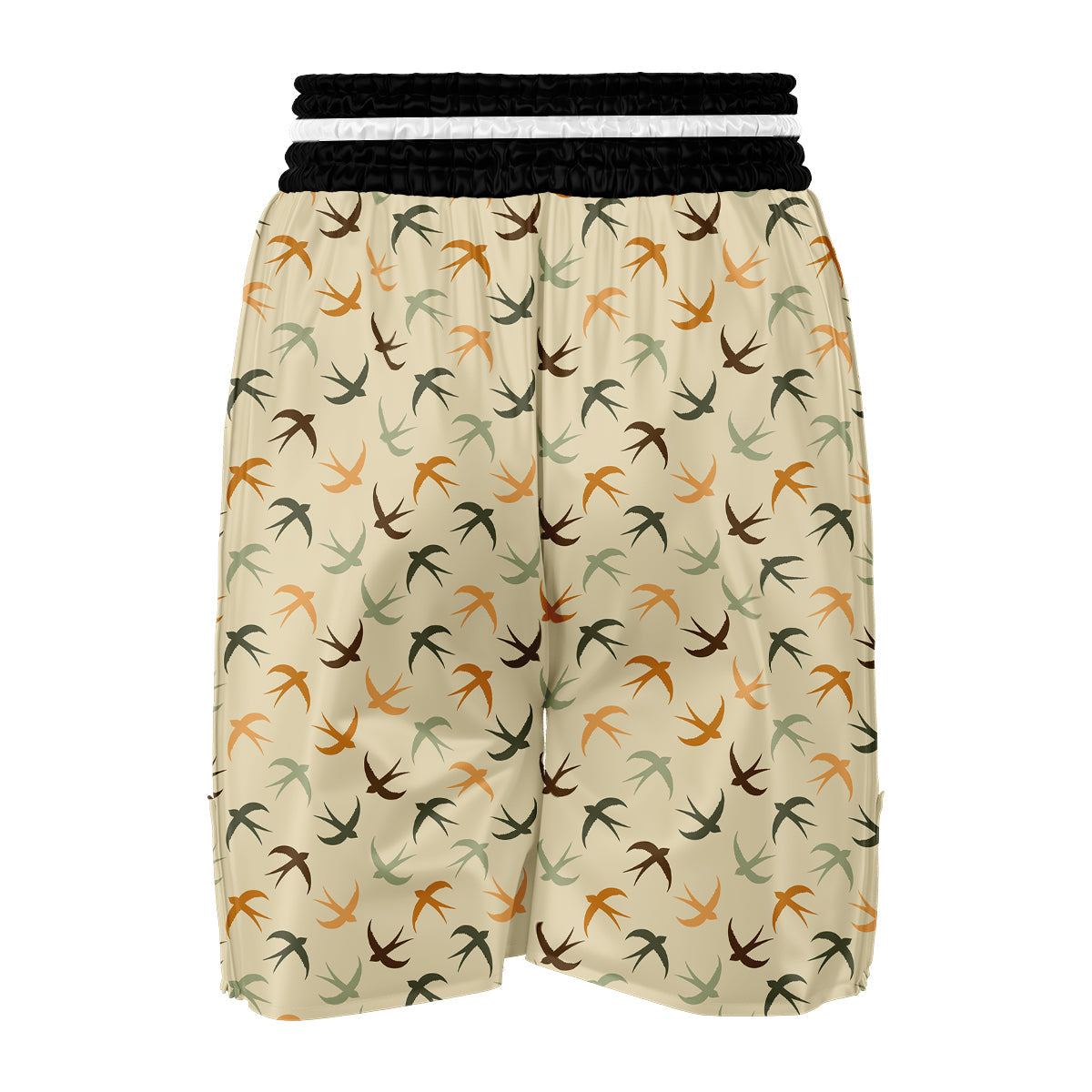 Swallow Beige Color Print Pattern Boxing Shorts-grizzshop