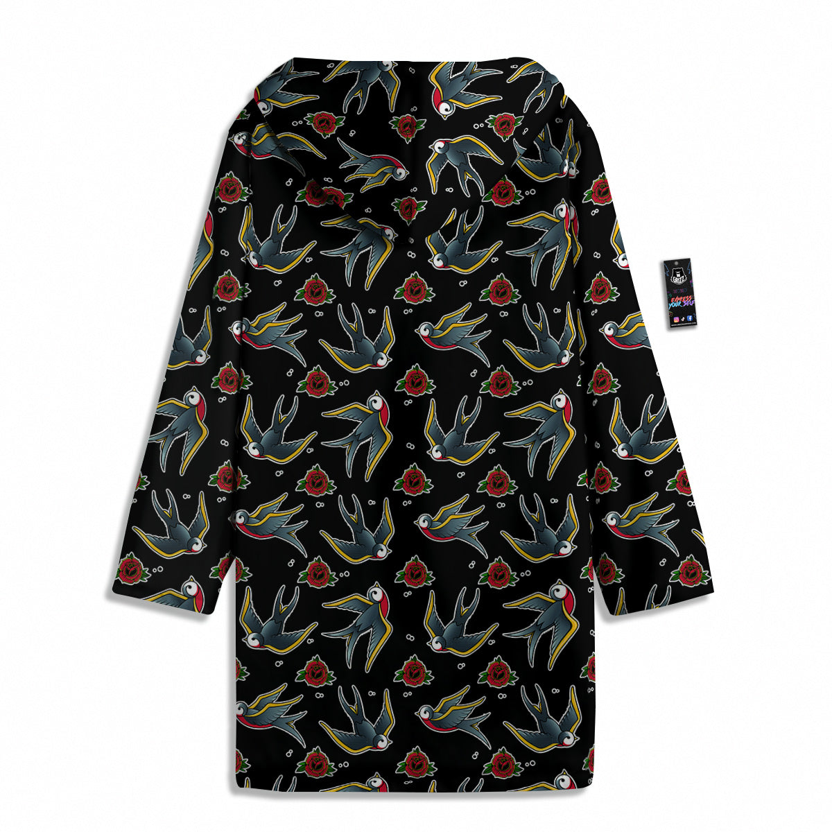 Swallows And Roses Tattoo Print Pattern Men's Windbreaker Jacket-grizzshop