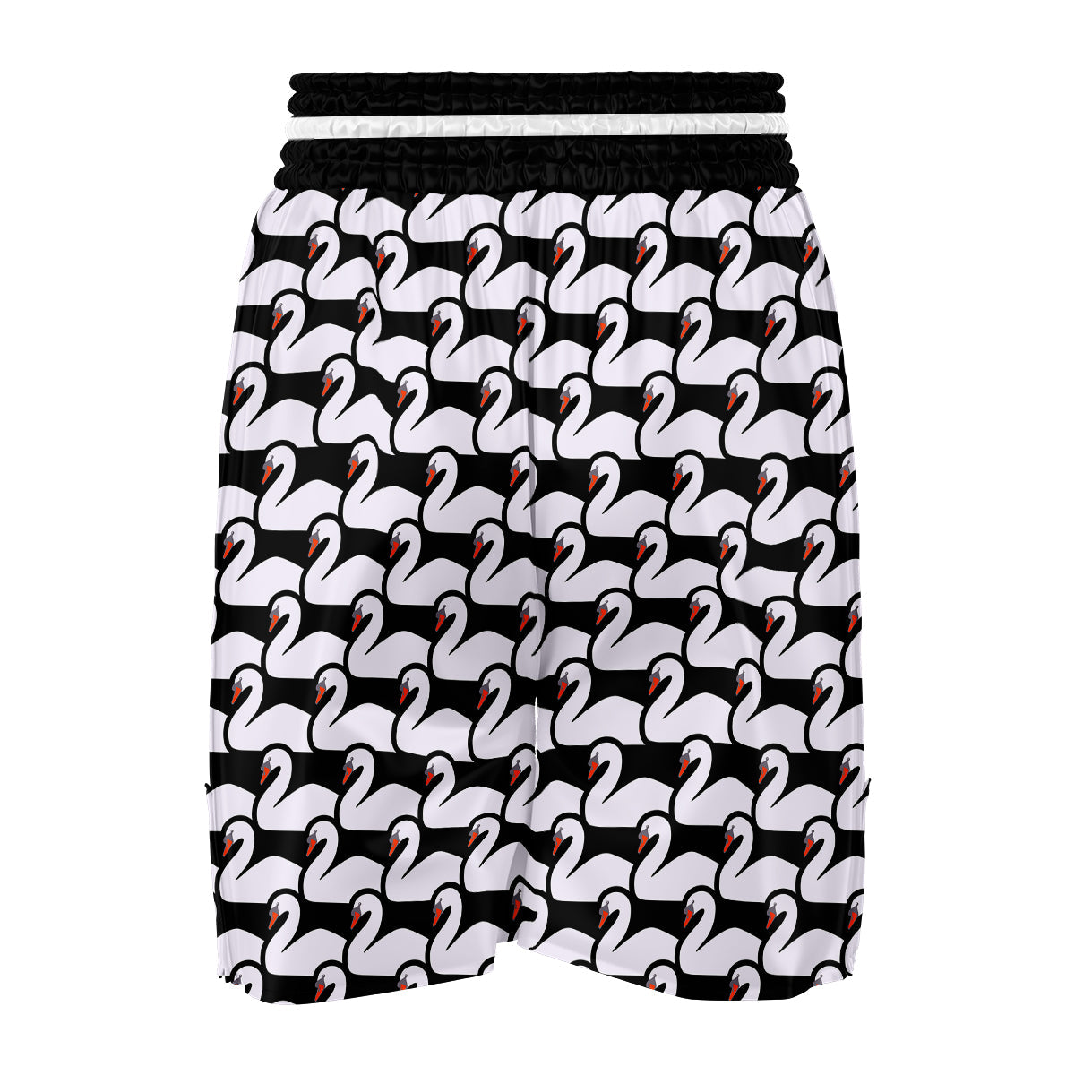 Swan Pattern Print Boxing Shorts-grizzshop