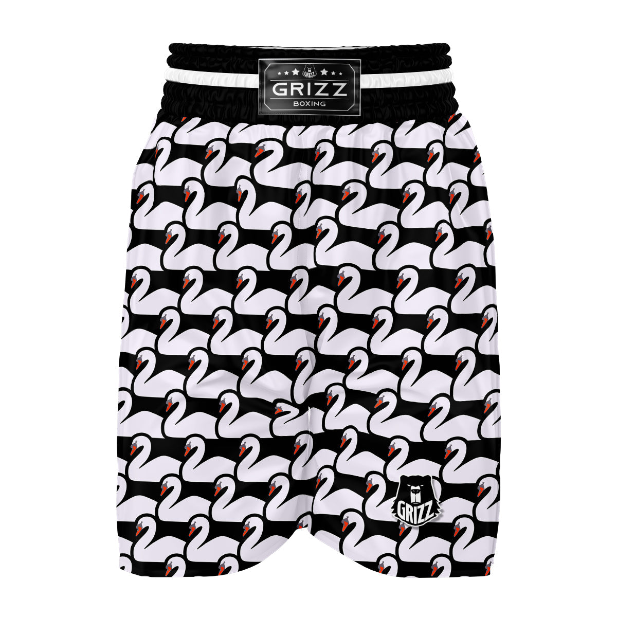 Swan Pattern Print Boxing Shorts-grizzshop