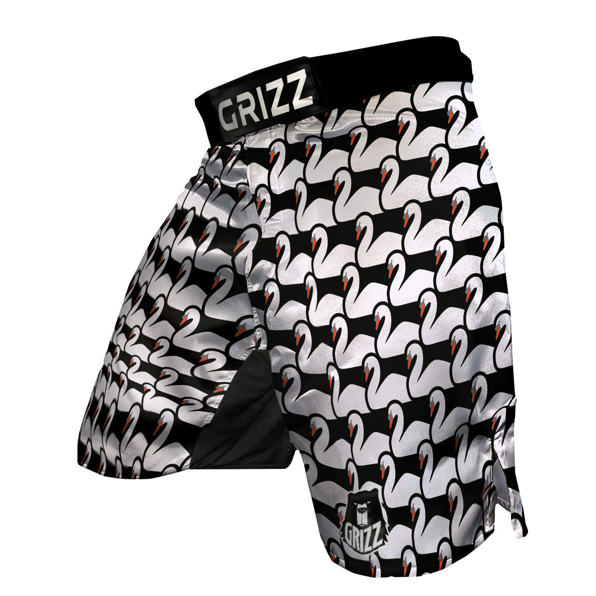 Swan Pattern Print MMA Shorts-grizzshop