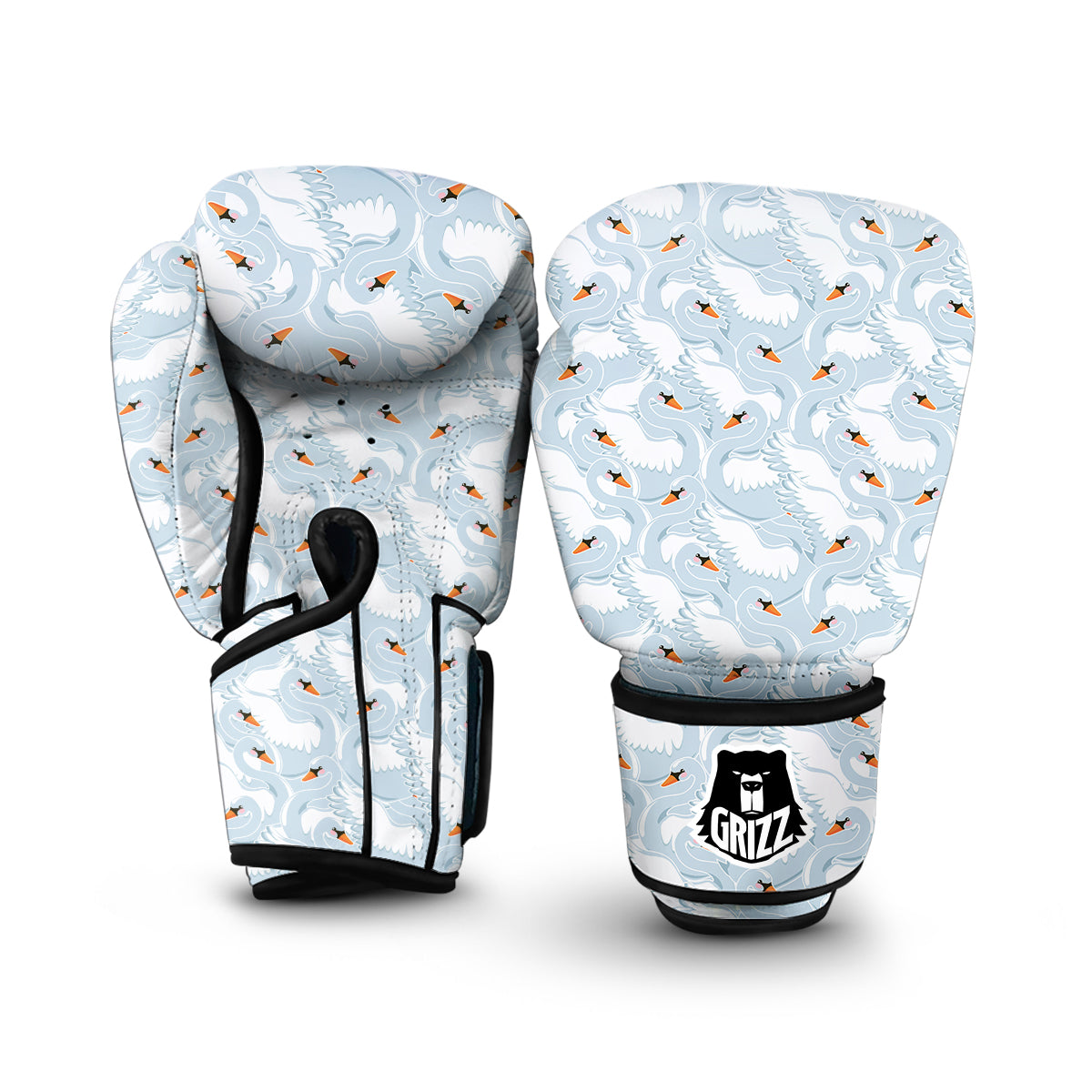 Swan Print Pattern Boxing Gloves-grizzshop