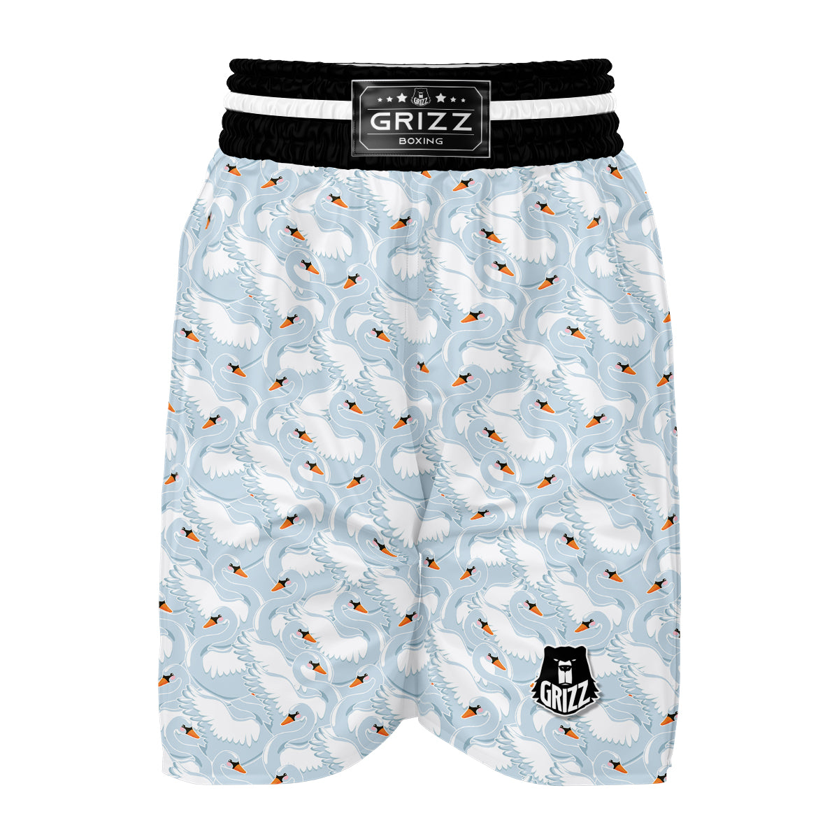 Swan Print Pattern Boxing Shorts-grizzshop