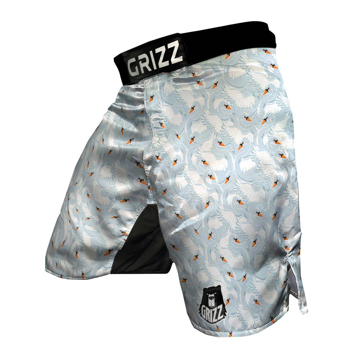 Swan Print Pattern MMA Shorts-grizzshop