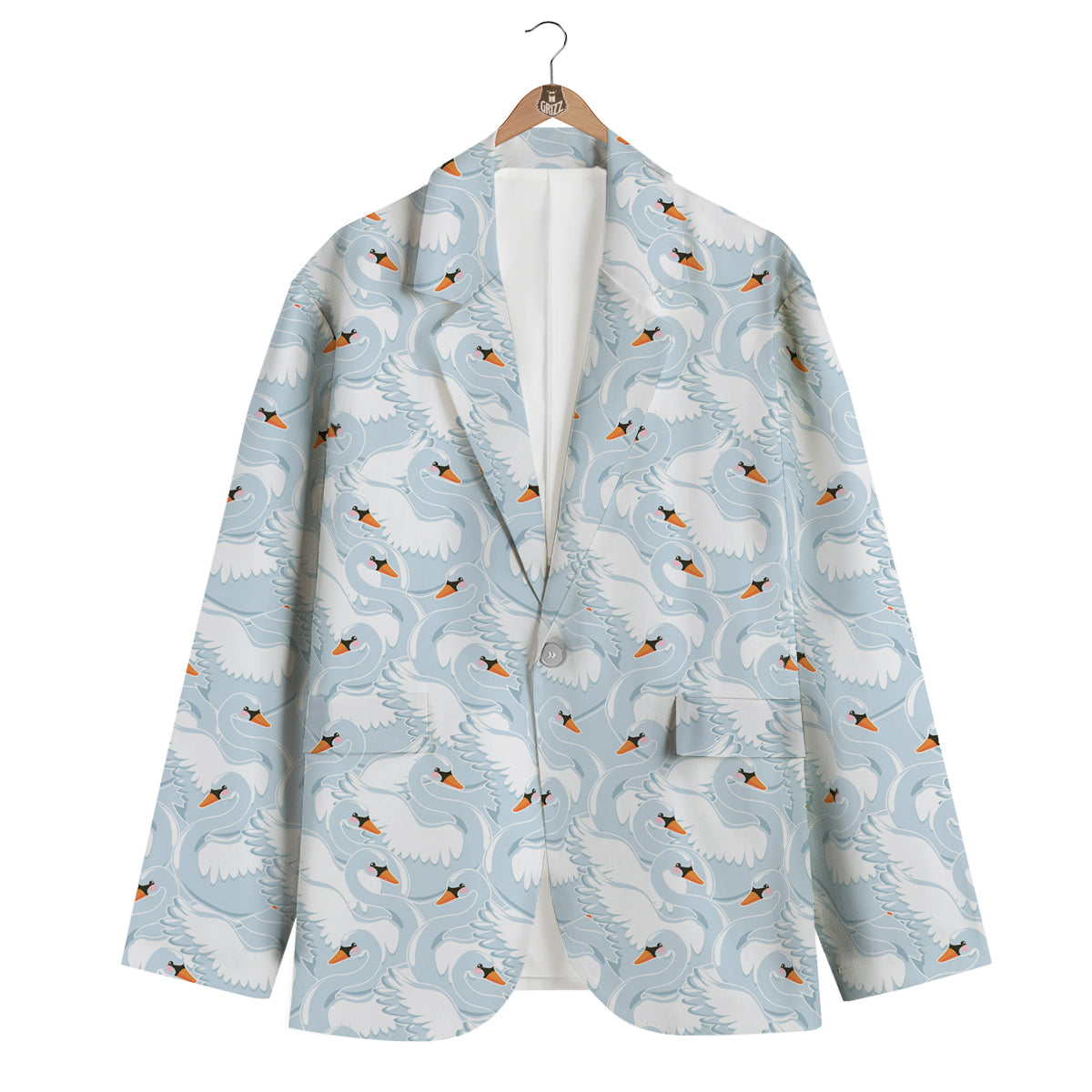 Swan Print Pattern Men's Blazer-grizzshop