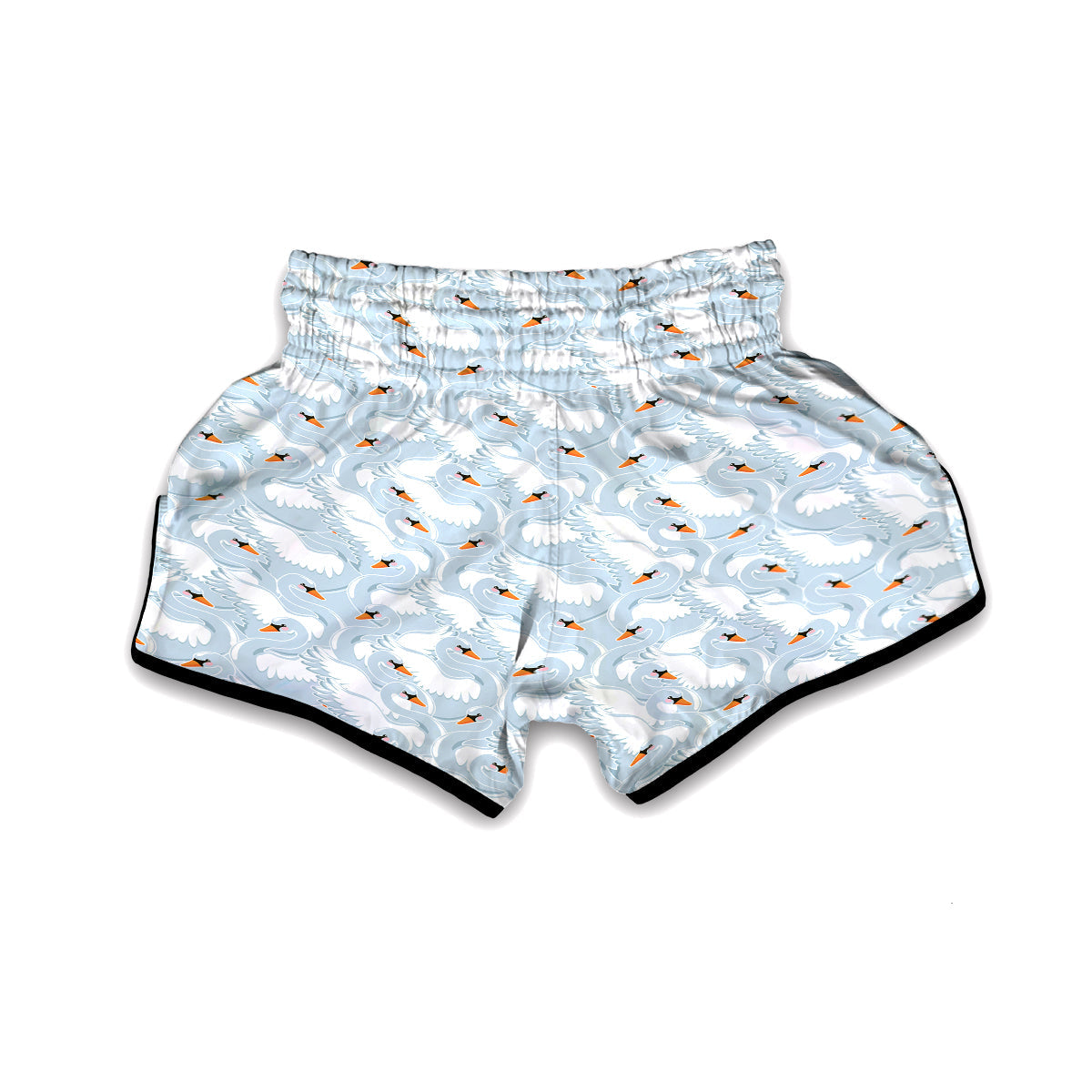 Swan Print Pattern Muay Thai Boxing Shorts-grizzshop