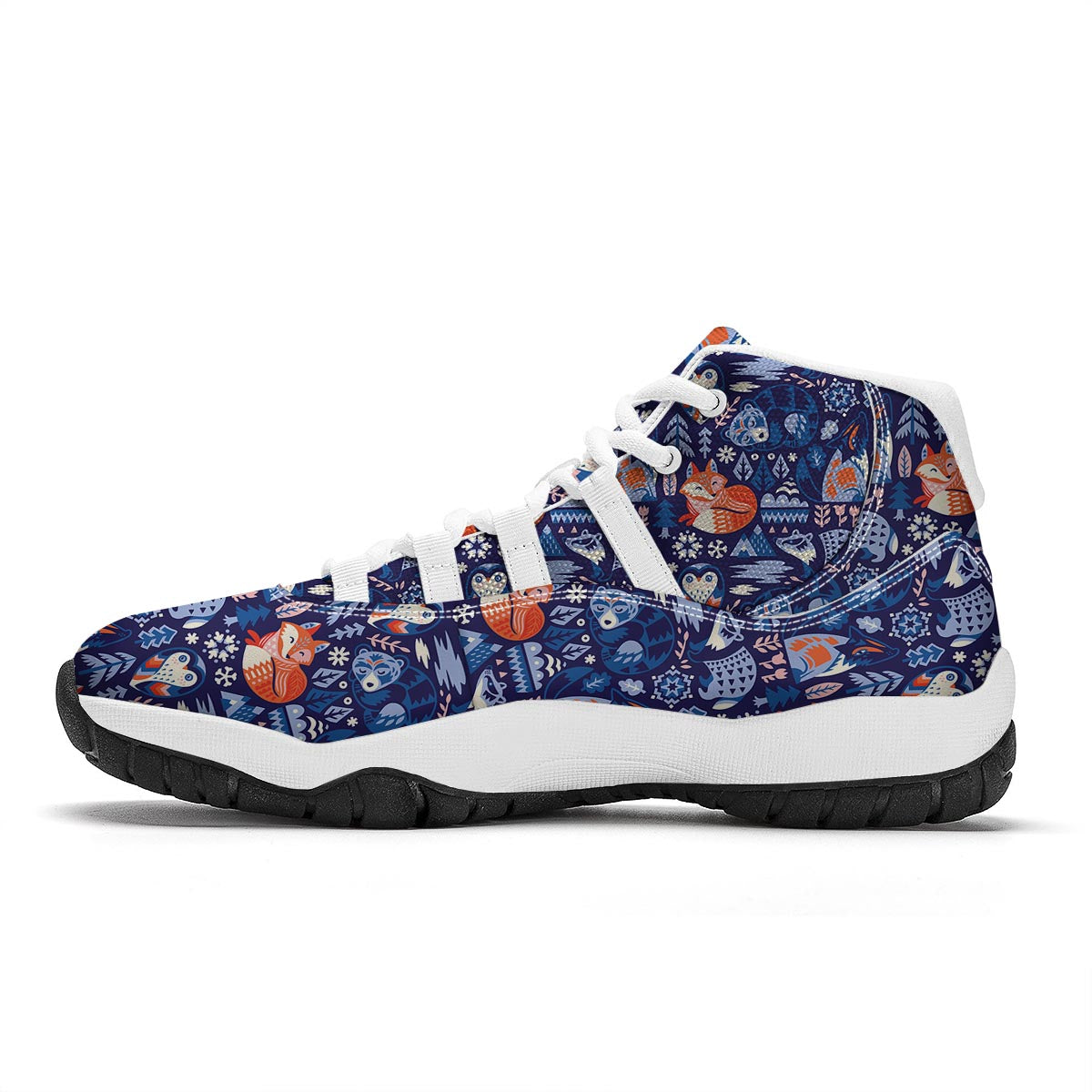 Swedish Animal Pattern Print White Bball Shoes-grizzshop