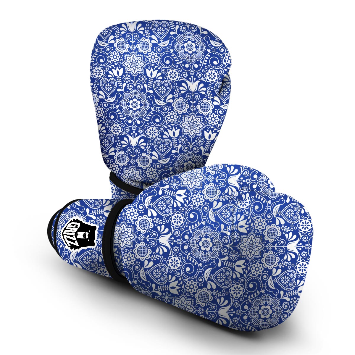 Swedish Floral Pattern Print Boxing Gloves-grizzshop