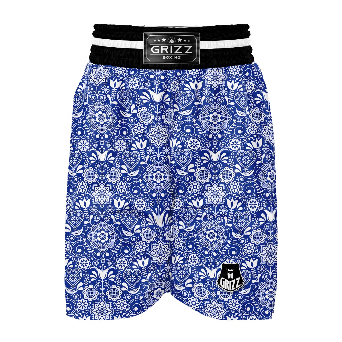 Swedish Floral Pattern Print Boxing Shorts-grizzshop